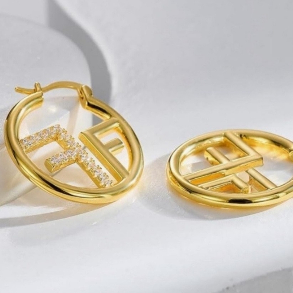 Gold Hoop Earrings Fendi Style